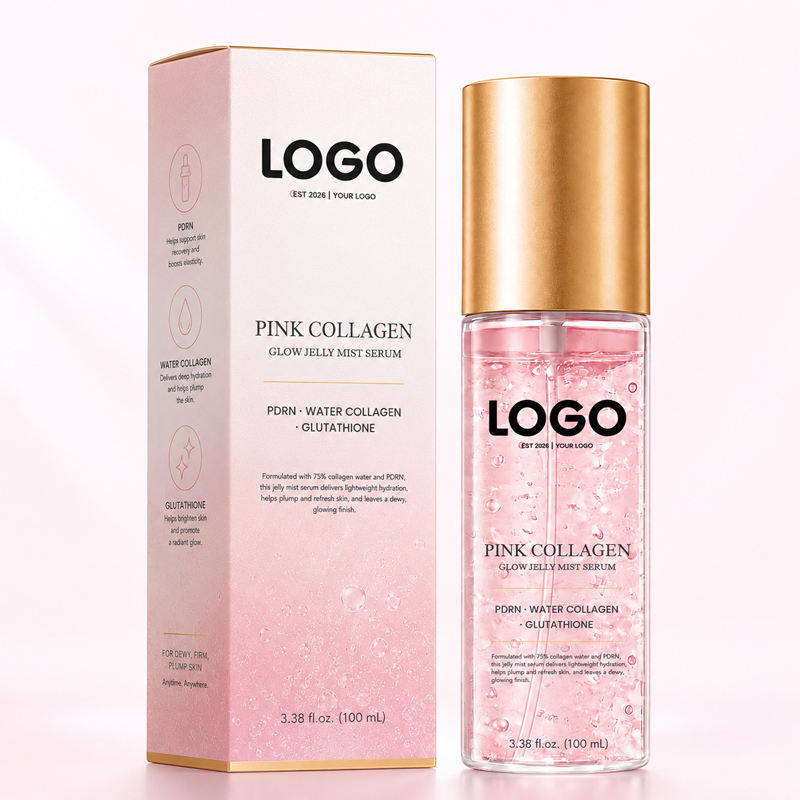 High Quality Moisturizing Balancing Strengthening Even Skin Tone Elasticity Boosting PDRN Pink Collagen Glow Jelly Mist Serum