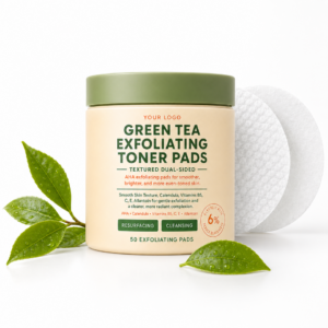 Private Label GMPC ISO Certified Professional Wholesale Low MOQ Oil Control Deep Cleansing Green Tea Exfoliating Toner Pads