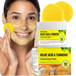 Custom Logo Wholesale Soothing Deep Cleanse Face Toner Pads Natural Moisturizing Anti-acne OEM Turmeric Kojic Acid Cotton Pads