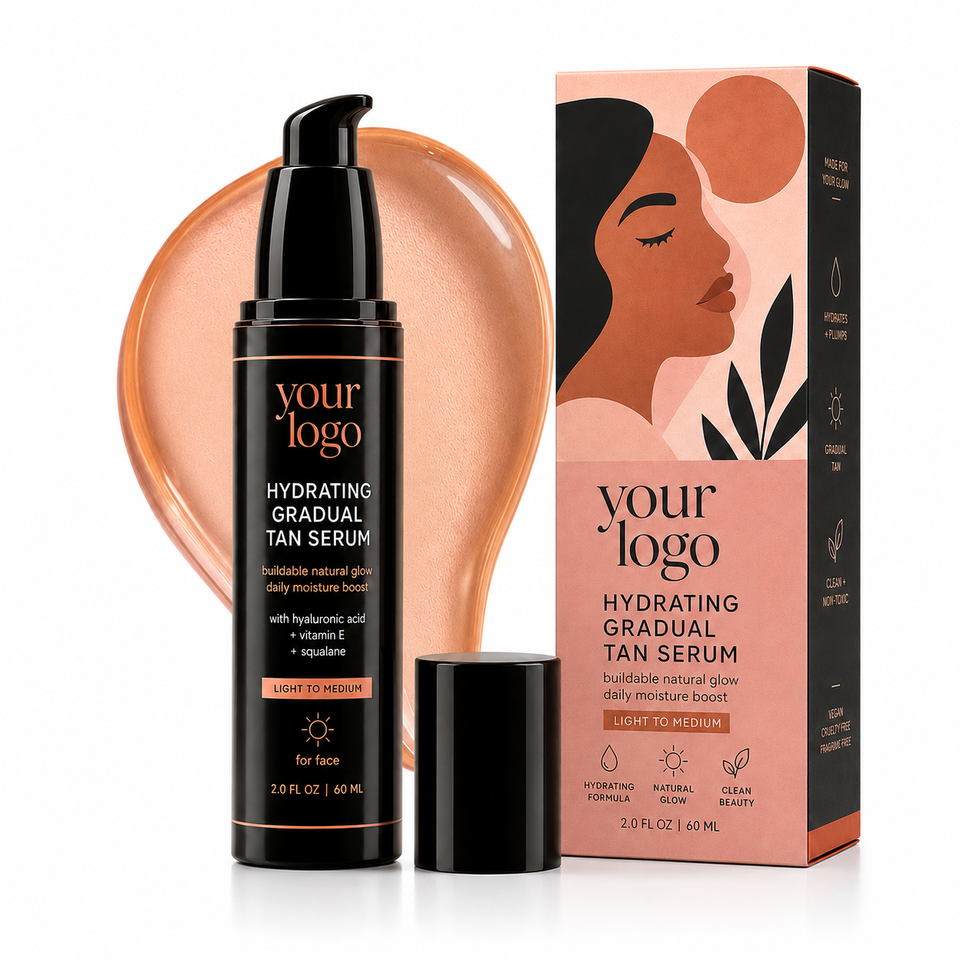 High Quality Private Label Tanning Serum Buildable Color Daily Hydration Sun Kissed Finish Face Body Hydrating Gradual Tan Serum