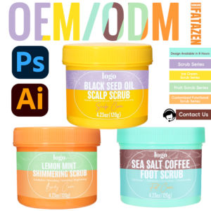GUOCUI BIO TECH Custom Logo Nourishing Soothing Anti-dandruff Lemon Mint/Black Seed Oil/sea Salt Coffee Scalp Hair Scrub