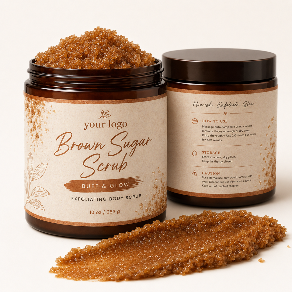 OEM ODM Mass Production Tailored Branding One Stop Service Polishing Skin Refining Luminous Elite Luxury Brown Sugar Body Scrub