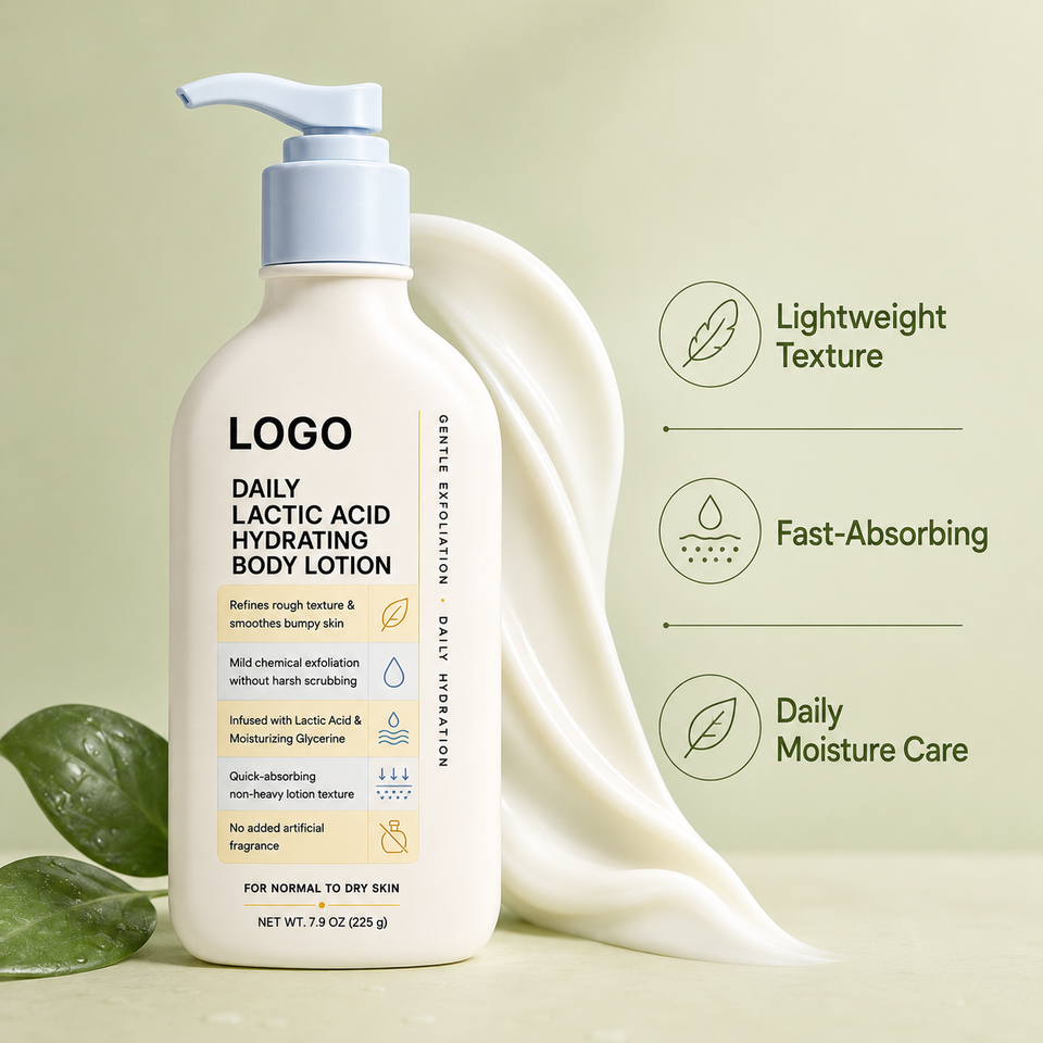 Clear Dry Patches Soften Strawberry Legs Deep Moisture Fast Absorbing OEM GMPC ISO Daily Lactic Acid Hydrating Body Lotion