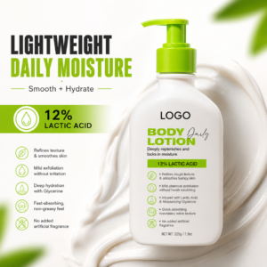 Private Label Daily Nourish Therapeutic Body Lotion for Dry Skin - No-Scrub Exfoliator and Moisturizer 12% Lactic Acid Lotion
