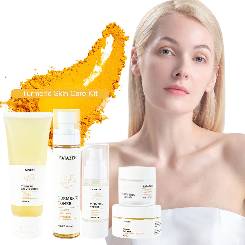 Private Label 100% Organic Natural Turmeric Facial Skin Care Set OEM Face Care Rejuvenating Lightening Skincare Set Turmeric