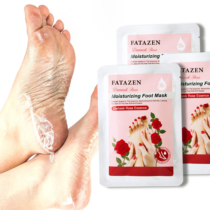 Private Label Body Care Exfoliating Foot Mask Rose Collagen Foot Mask Socks Hydrating Moisturizing Feet Peeling Foot Mask