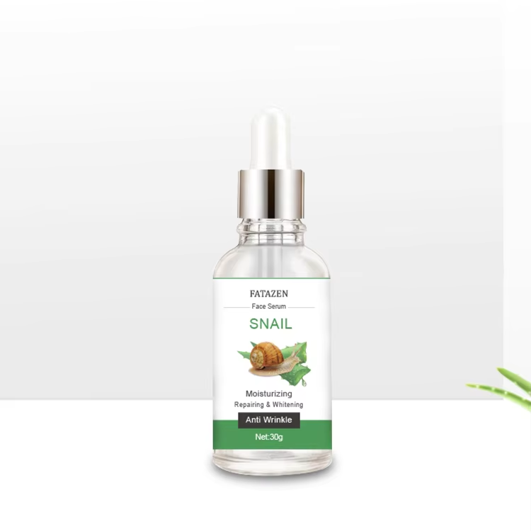 Custom Logo Organic Anti Wrinkle Anti Acne Snail Whitening Serum Facial Care Aloe Vera Snail Repairing Collagen Face Serum