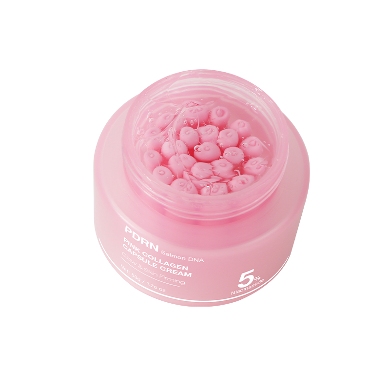 Private Label OEM Protecting Conditioning Youthful Bright Skin Plumping Pink PDRN Salmon DNA Collagen Capsule Face Cream
