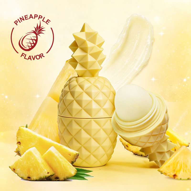 FATAZEN Intense Repairs Dry Chapped Lips Soothes Softens Enhances Shine Natural Ingredients Pineapple Shaped Lip Balm Ball